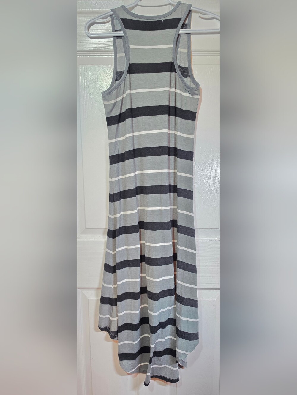 Striped Racerback High-Low Dress - Gray/Black - Picture 8 of 8